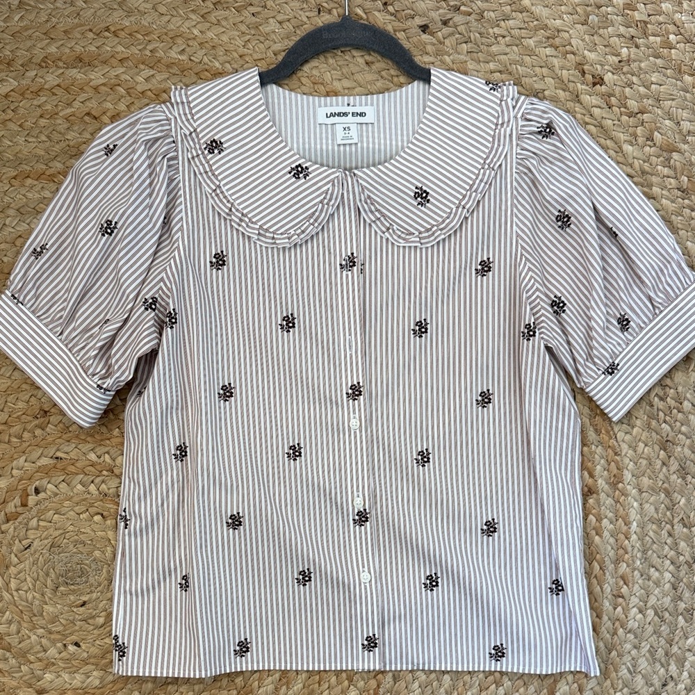Lands End Peter Pan Collar Top